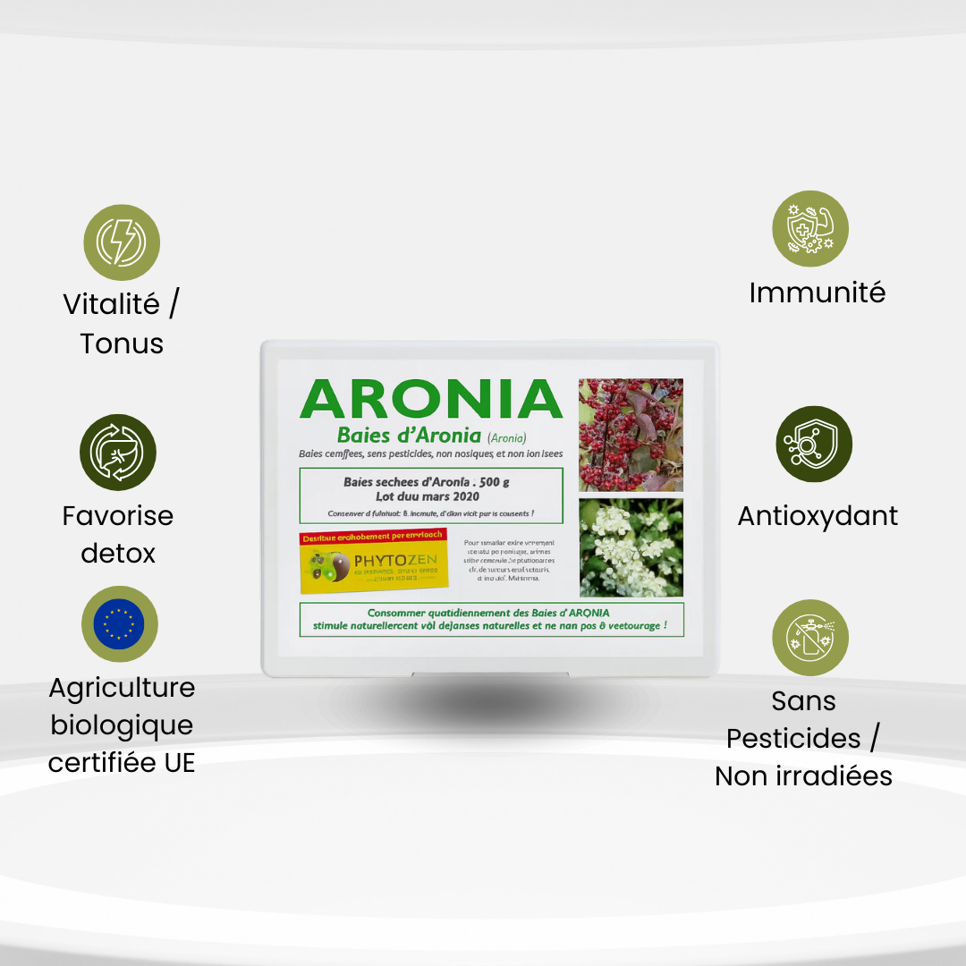 Baies d’Aronia Bio – Superaliment Antioxydant pour Immunité, Énergie & Détox | Phytozen