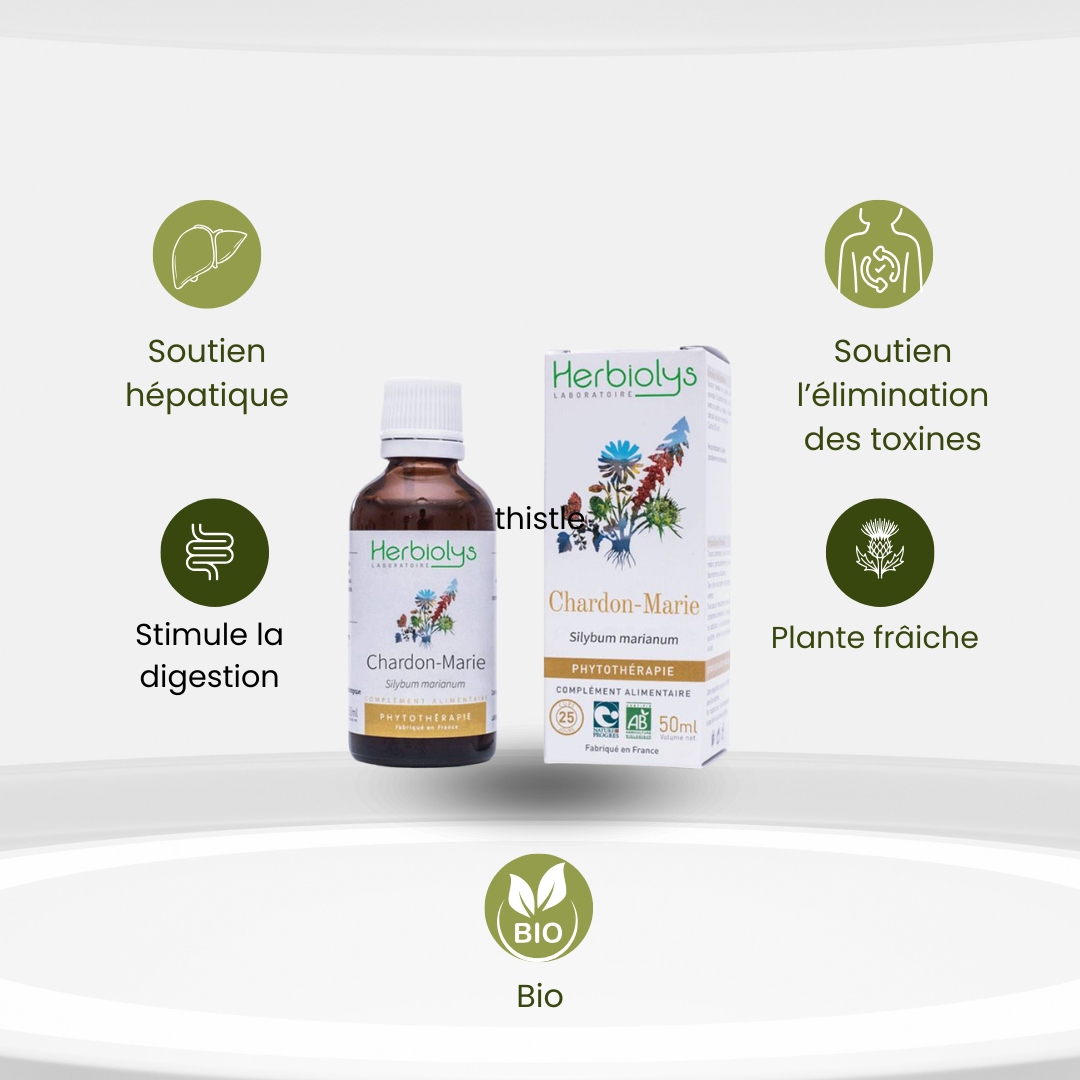 Chardon-Marie Bio – Détox Foie & Digestion - Extrait de plante fraîche - Herbiolys