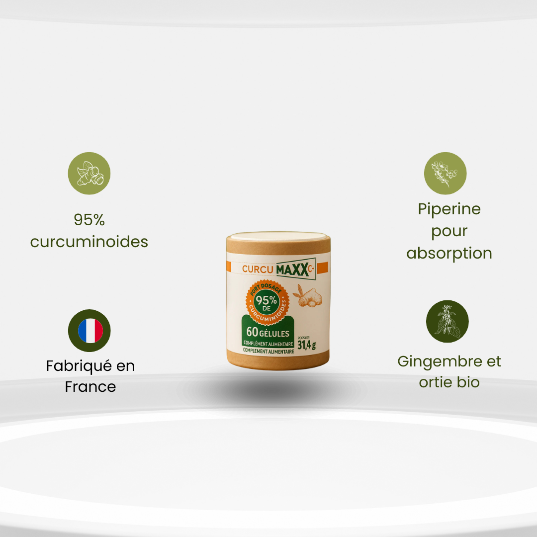 Curcumaxx Gélules Bio – Curcumine 95 %, Ortie & Gingembre | Formule Synergique Naturelle