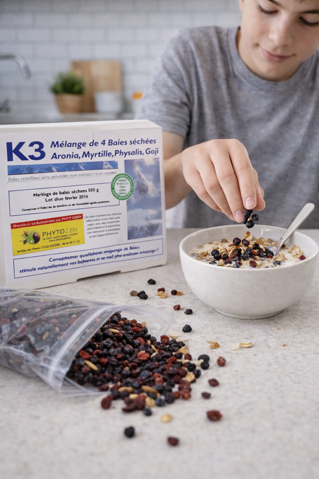 Mélange K3 Bio – 4 Baies pour Équilibre Nerveux, Mémoire & Vitalité | Phytozen