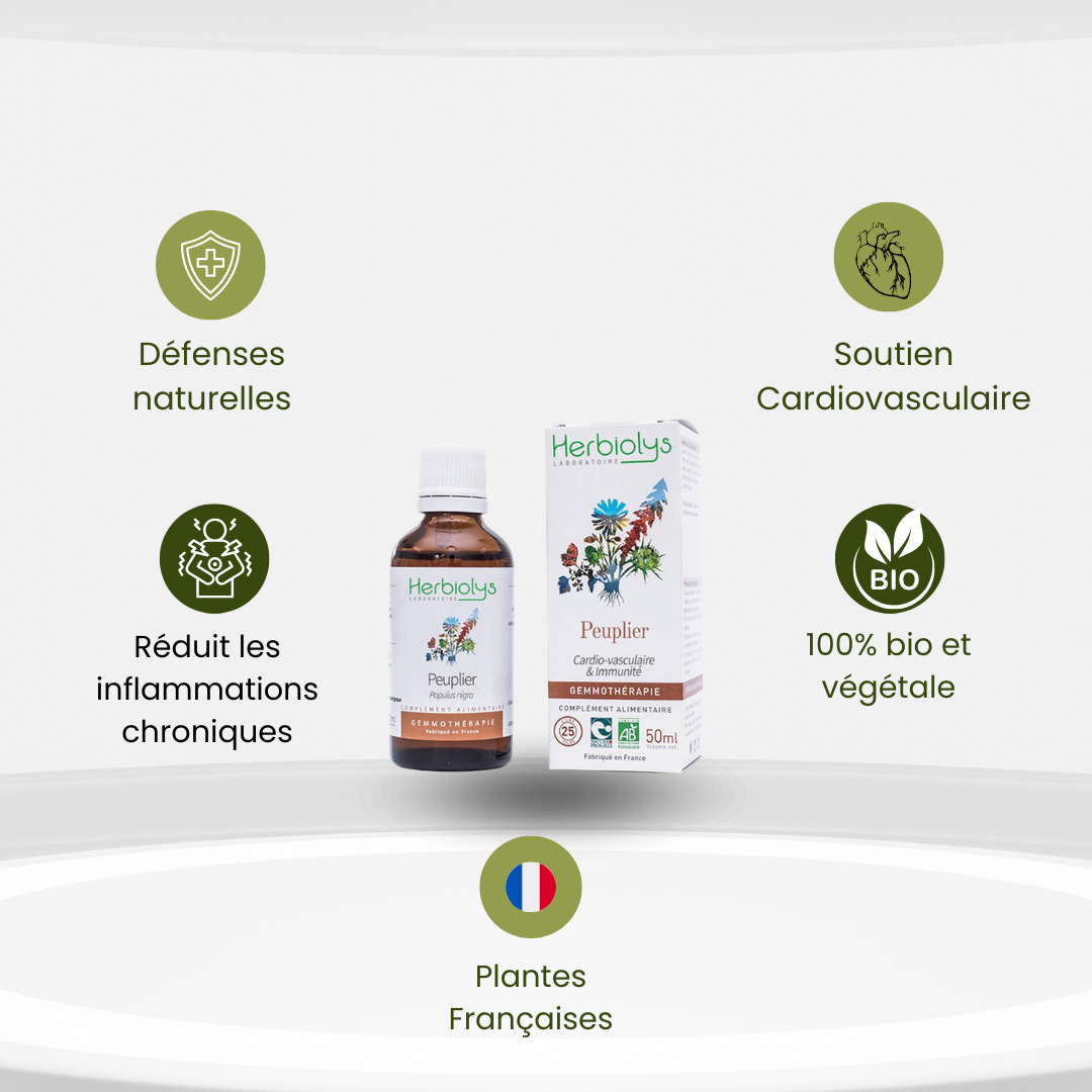 Bourgeons de Peuplier Noir Bio – Immunité & Protection Vasculaire - Herbiolys